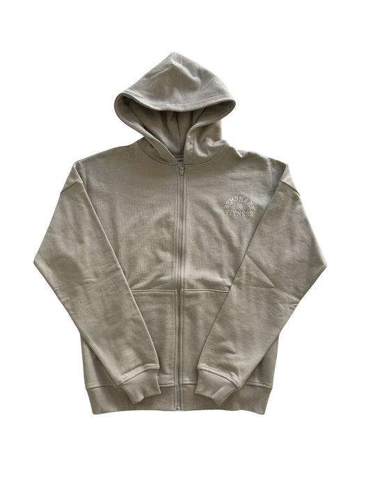 Fitness Embroidered Graphic Zip Up Hoodie